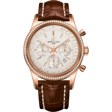 Transocean Chronograph Red Gold / Diamond / Silver / Croco