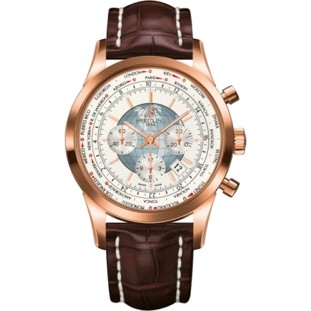 Transocean Chronograph Unitime Red Gold / Silver / Croco
