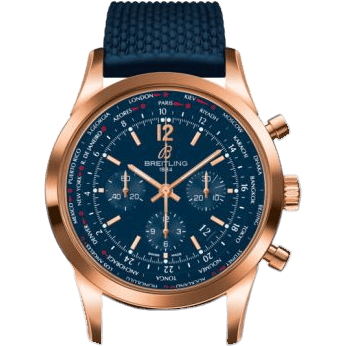 Transocean Chronograph Unitime Pilot Red Gold / Blue / Rubber