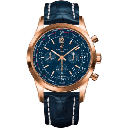 Transocean Chronograph Unitime Pilot Red Gold / Blue / Croco