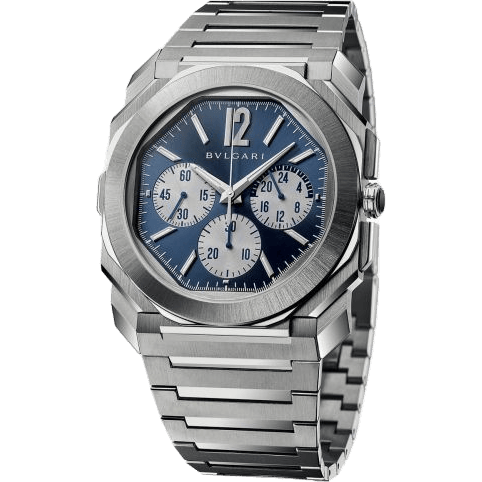 Octo Finissimo S Chronograph GMT Stainless Steel / Blue / Bracelet