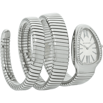 Serpenti Tubogas Silver Diamond Double Tour