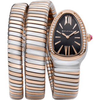 Serpenti Tubogas Two Tone Black Diamond Double Tour