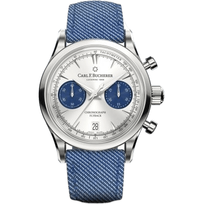 Manero Flyback 40 Stainless Steel / Silver - Blue