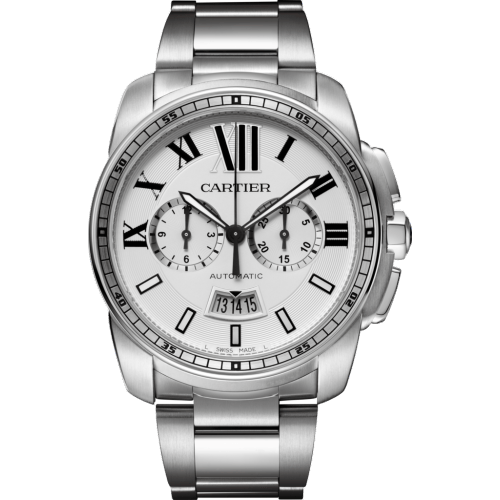 Calibre de Cartier Chronograph Stainless Steel / Silver / Bracelet