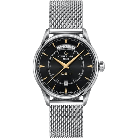 DS-1 Day Date Stainless Steel / Black / Mesh
