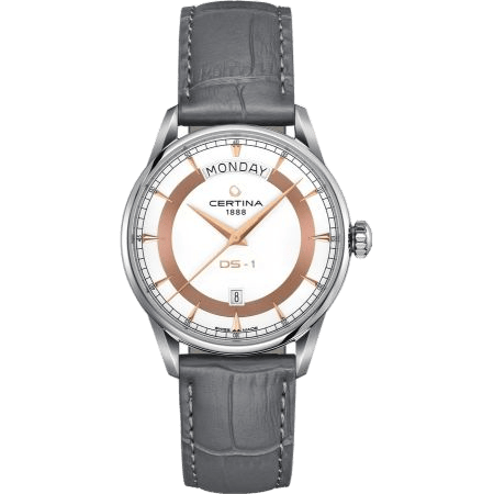 DS-1 Day Date Stainless Steel / White