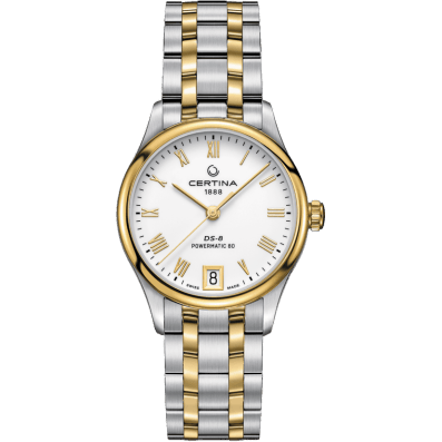 DS-8 Powermatic 80 Lady Stainless Steel / Yellow Gold PVD / White / Bracelet