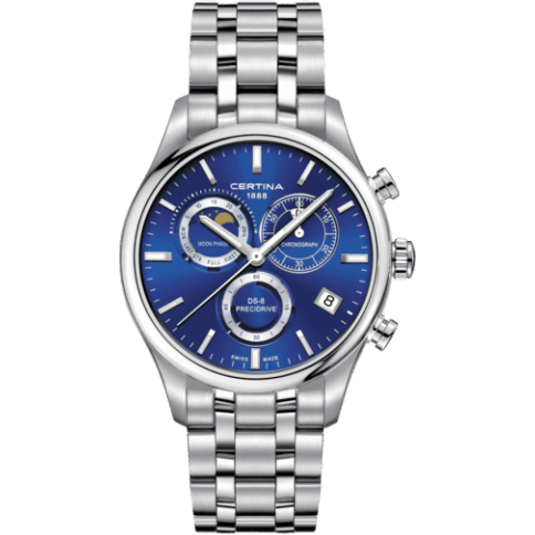 DS-8 Chronograph Moon Phase Stainless Steel / Blue / Bracelet