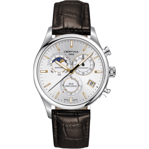 DS-8 Chronograph Moon Phase Stainless Steel / Silver / Strap