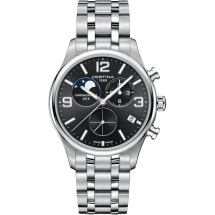 DS-8 Chronograph Moon Phase Stainless Steel / Black / Bracelet