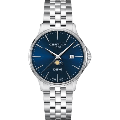 DS-8 Moonphase Gent Quartz Stainless Steel / Blue / Bracelet