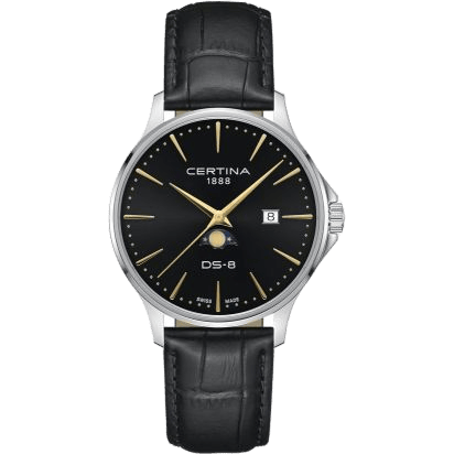 DS-8 Moonphase Gent Quartz Stainless Steel / Black