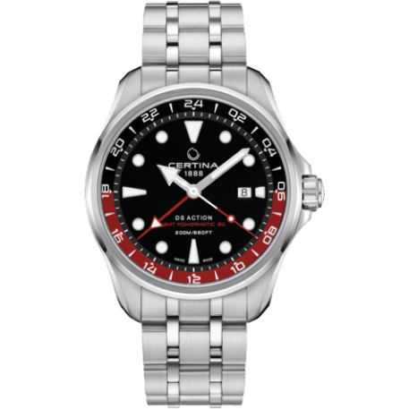 DS Action GMT Powermatic 80 Stainless Steel / Black / Bracelet