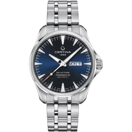 DS Action Powermatic 80 Day-Date Stainless Steel / Blue / Bracelet