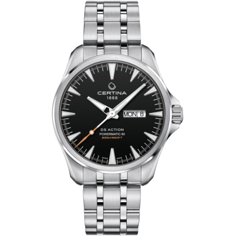 DS Action Powermatic 80 Day-Date Stainless Steel / Black / Bracelet