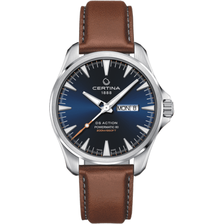 DS Action Powermatic 80 Day-Date Stainless Steel / Blue / Strap