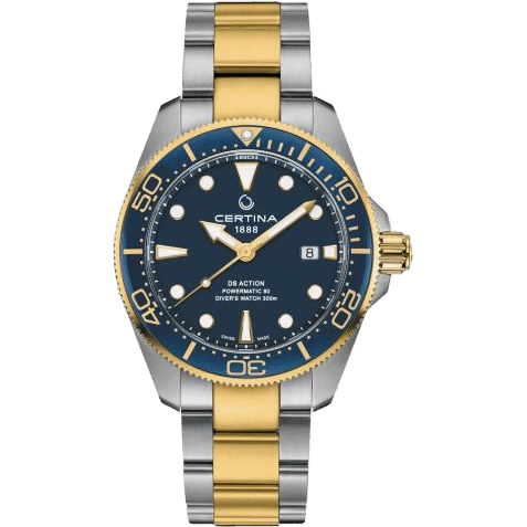 DS Action Diver Powermatic 80 43 Stainless Steel - Yellow Gold / Blue / Bracelet