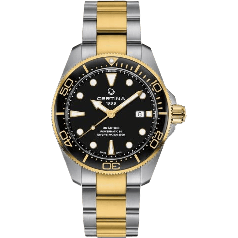 DS Action Diver Powermatic 80 43 Stainless Steel - Yellow Gold / Black / Bracelet
