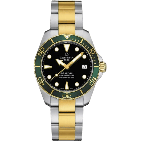 DS Action Diver 38 Powermatic 80 Stainless Steel - Yellow Gold / Black