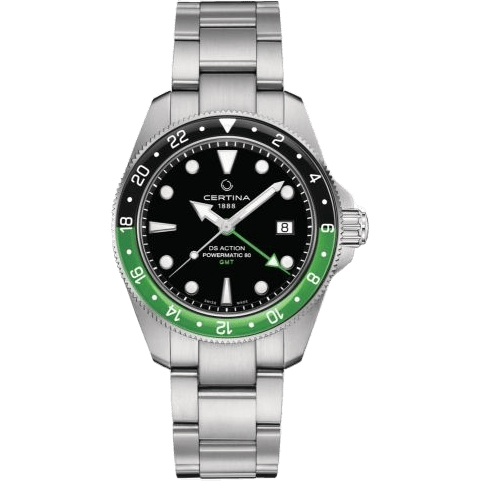 DS Acition GMT Powermatic 80 Stainless Steel / Black / Bracelet