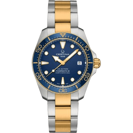 DS Action Diver 38 Powermatic 80 Stainless Steel - Yellow Gold / Blue