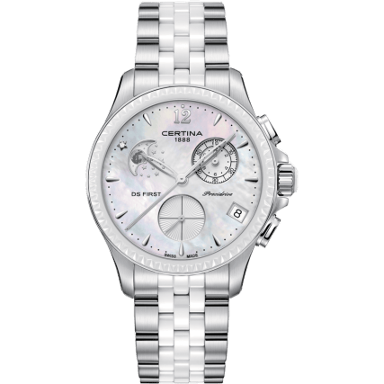 Ds First Lady Chronograph Moon Phase Stainless Steel - Ceramic / MOP / Bracelet
