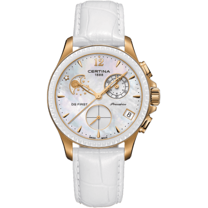 Ds First Lady Chronograph Moon Phase Rose Gold - Ceramic / MOP