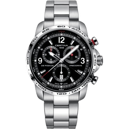 DS Podium Big Size Chrono 1/100 Sec Stainless Steel / Black / Bracelet