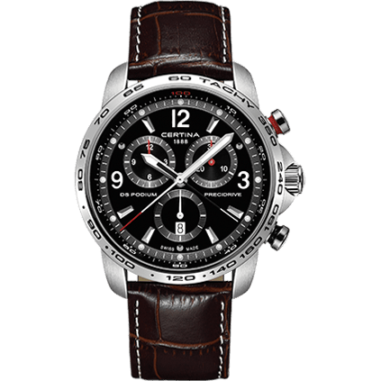 DS Podium Big Size Chrono 1/100 Sec Stainless Steel / Black / Strap