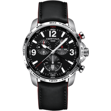 DS Podium Big Size Chrono 1/100 Sec Stainless Steel / Black / Strap