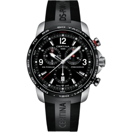 DS Podium Big Size Chrono 1/100 Sec Stainless Steel / PVD / Black / Rubber