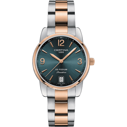 DS Podium 33 Stainless Steel / Rose Gold PVD / Green / Bracelet