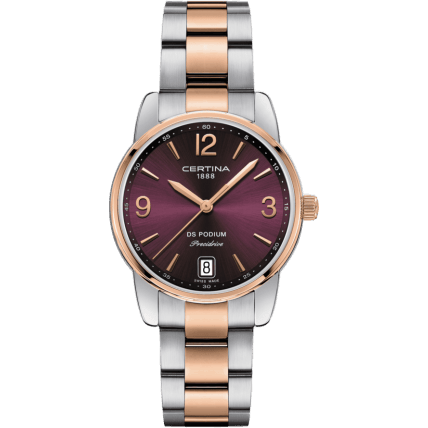 DS Podium 33 Stainless Steel / Rose Gold PVD / Red / Bracelet