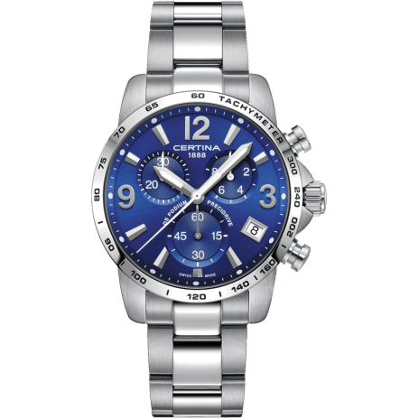 DS Podium Chronograph 1/10 Sec Stainless Steel / Blue / Bracelet