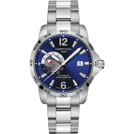 DS Podium GMT Stainless Steel / Blue / Bracelet