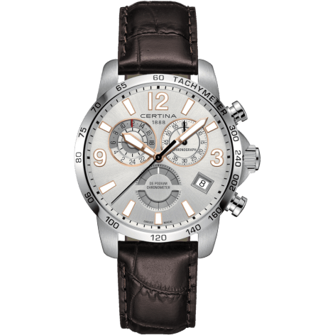 DS Podium Chronograph GMT Stainless Steel / Silver / Strap