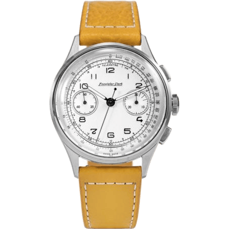 Chronograph Stainless Steel / White / Yellow-Brown Matte
