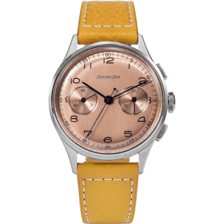 Chronograph Stainless Steel / Salmon / Yellow-Brown Matte