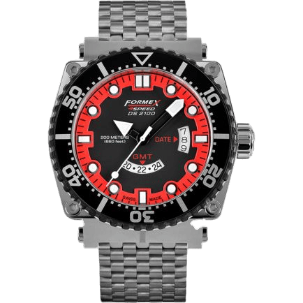 Diver Quartz GMT Black - Red / Bracelet