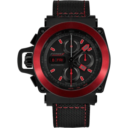 Motorsport Automatic Chronograph PVD / Red Bezel / Black / Calf