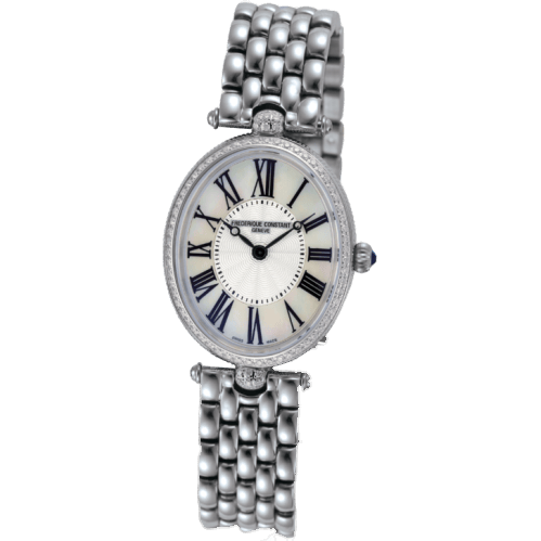 Art Deco Oval Stainless Steel - Diamond / Silver / Bracelet