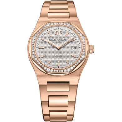Laureato 34 Quartz Pink Gold / Diamond / Silver
