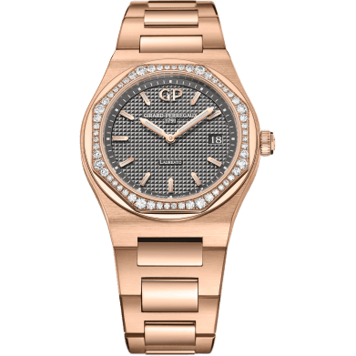 Laureato 34 Quartz Pink Gold / Diamond / Grey