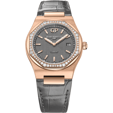 Laureato 34 Quartz Pink Gold / Diamond / Grey / Alligator