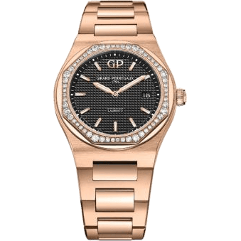 Laureato 34 Quartz Pink Gold / Diamond / Black / Alligator
