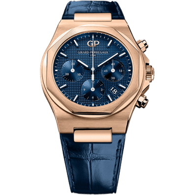 Laureato 38 Chronograph Pink Gold / Blue/ Alligator