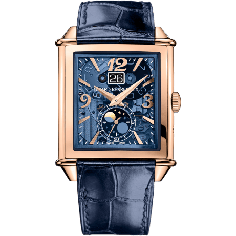 Vintage 1945 XXL Large Date and Moonphases Pink Gold / Blue Polycrystalline