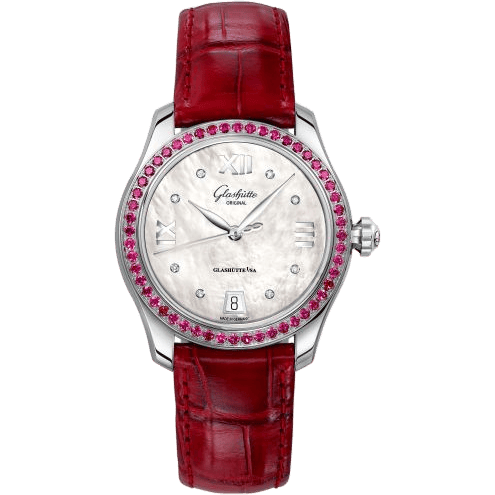 Lady Serenade Stainless Steel / Ruby / MOP / Alligator / Pin