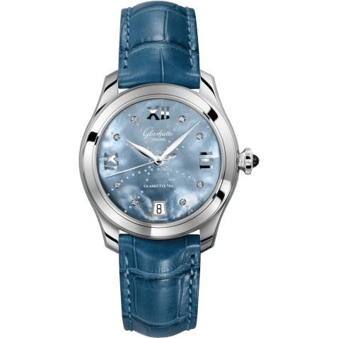 Lady Serenade Stainless Steel / Blue MOP - Index Line / Alligator - Pin